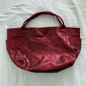 Anat Marin red leather metallic tote bag